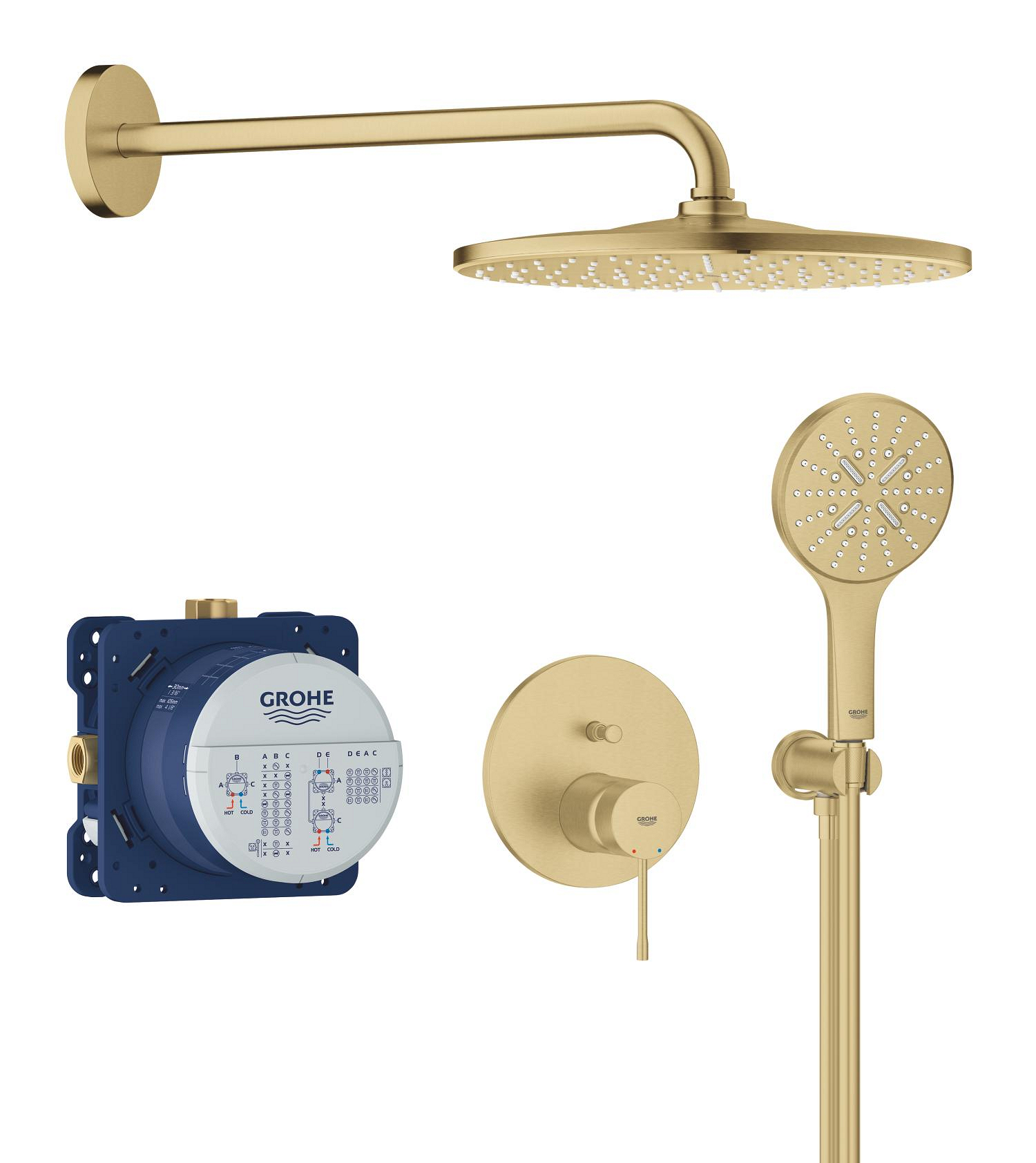 Grohe Sistem de dus grohe essence, incastrat, 310 mm, 1 functie, mat, auriu, 25287gn0