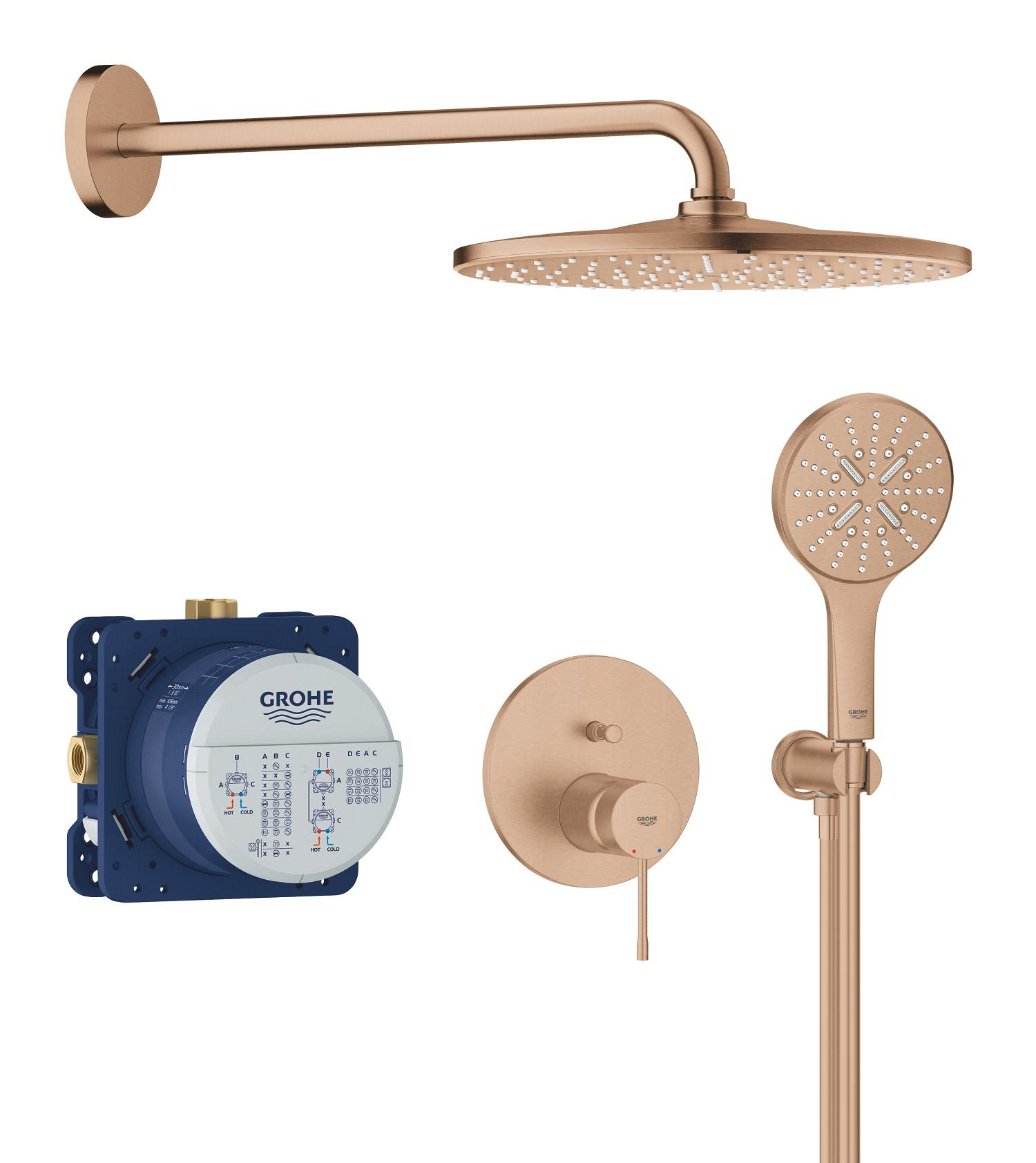 Grohe Sistem de dus grohe essence, incastrat, 310 mm, 1 functie, mat, cupru, 25287dl0