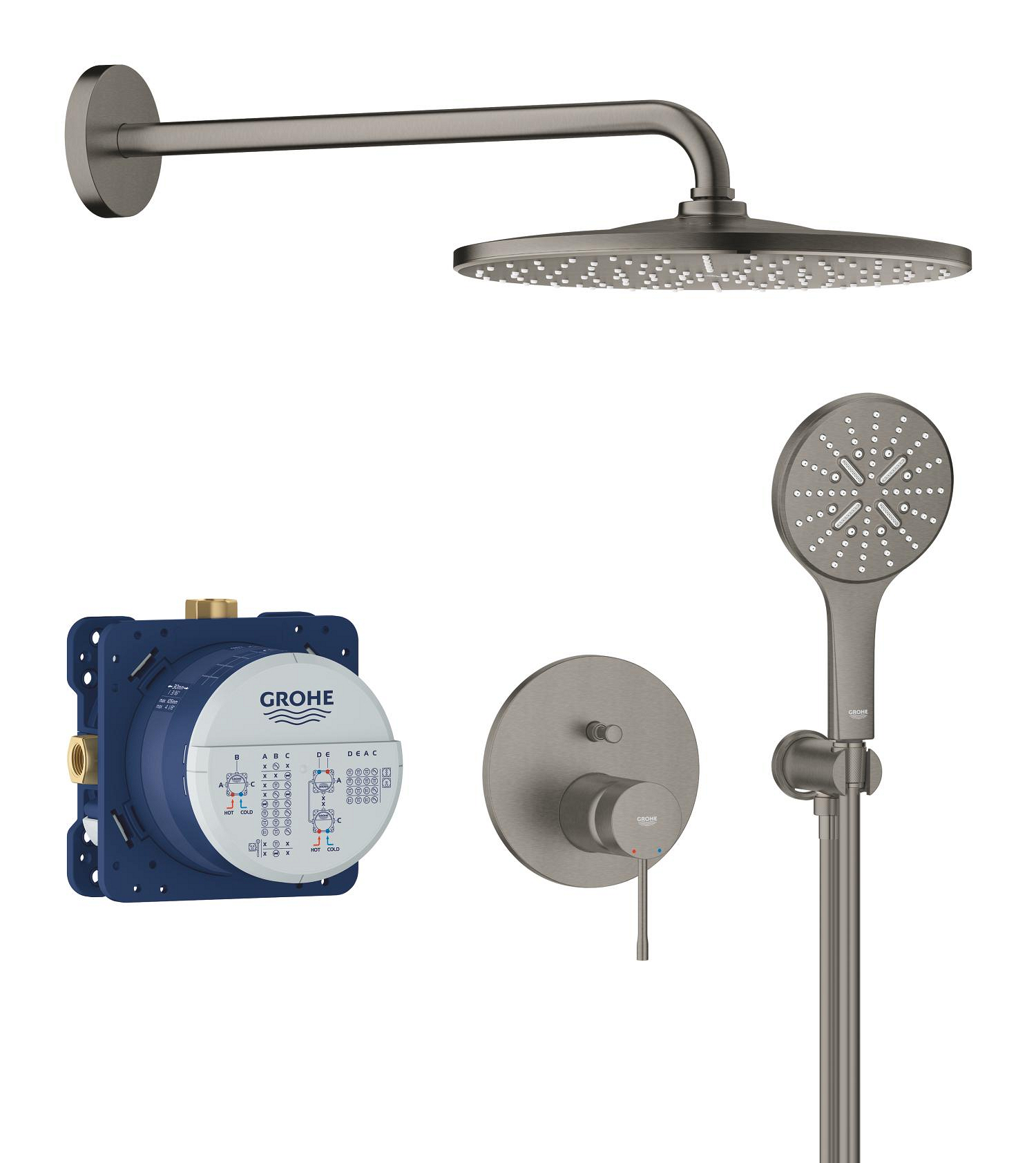 Grohe Sistem de dus grohe essence, incastrat, 310 mm, 1 functie, mat, grafit, 25287al0