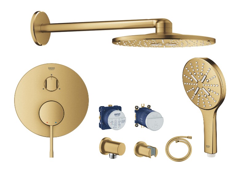Grohe Sistem de dus grohe essence, incastrat, 310 mm, 2 functii, mat, auriu, 24169gn1-2st