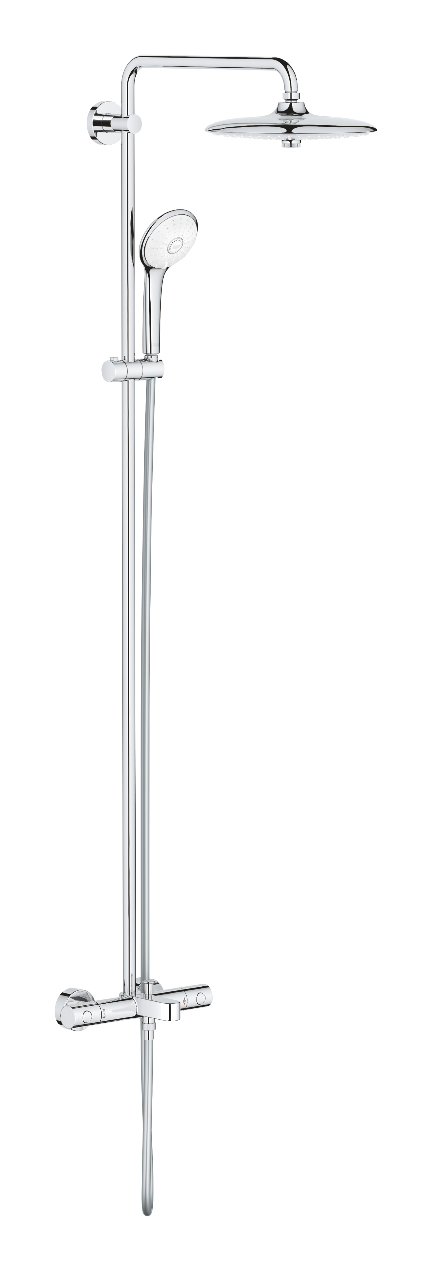 Grohe Sistem de dus grohe euphoria 260 27475002, 1/2'', aparent, pipa cada, termostat, 260 mm, 3 pulverizari, anti-calcar, crom