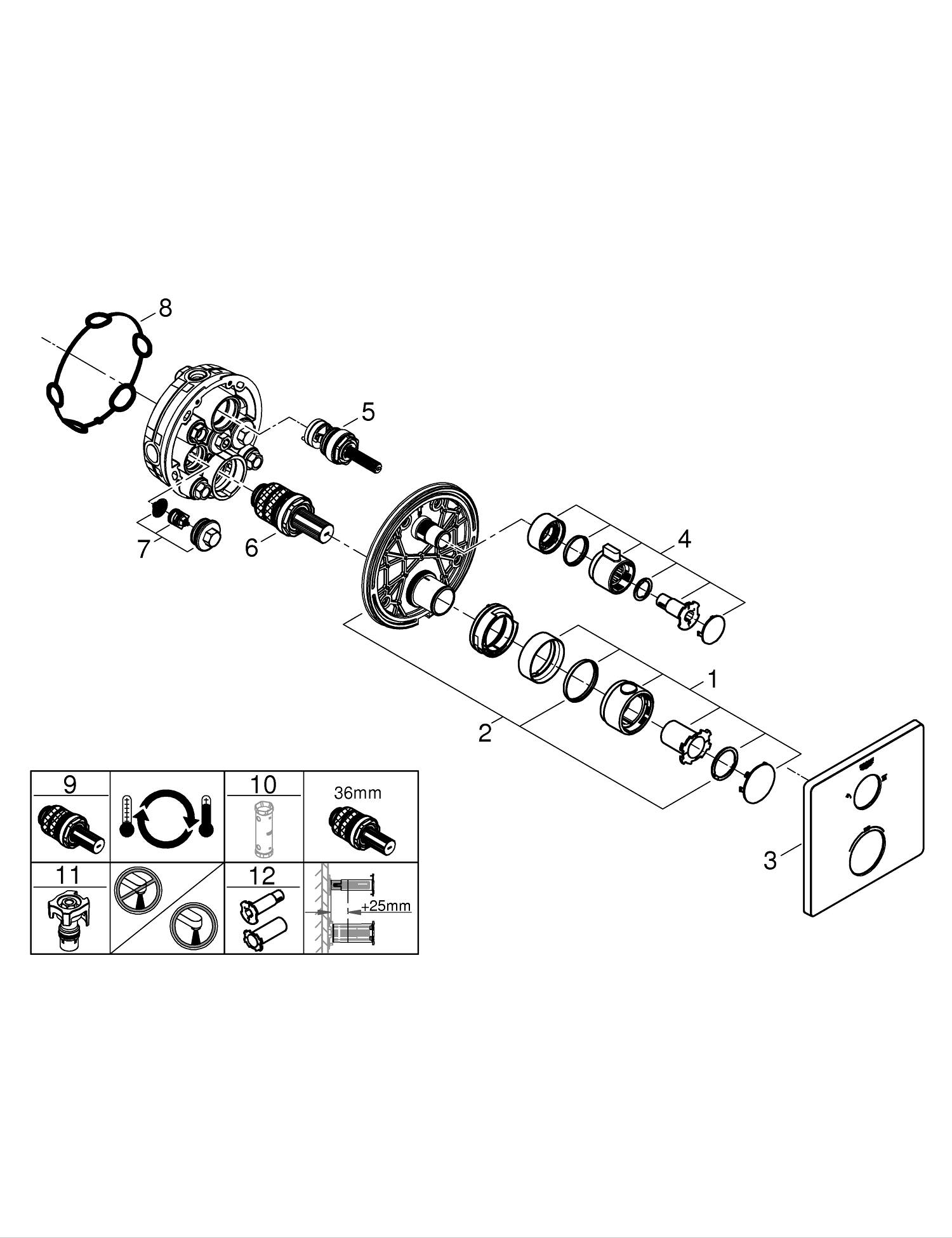 Sistem de dus Grohe 34871000, Grohtherm, tip incastrare incastrat, pentru dus, pentru un dus confortabil zilnic, crom [6]