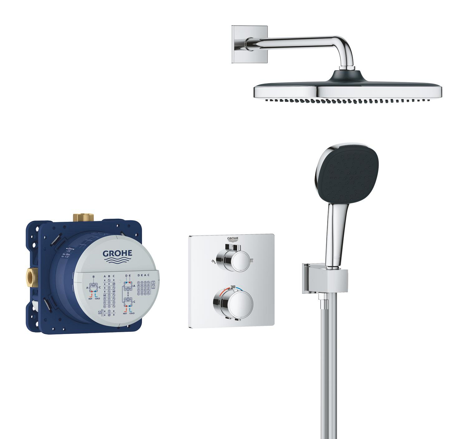 Sistem de dus Grohe 34882000, Grohtherm, tip incastrare incastrat, pentru dus, pentru un dus confortabil zilnic, crom [2]