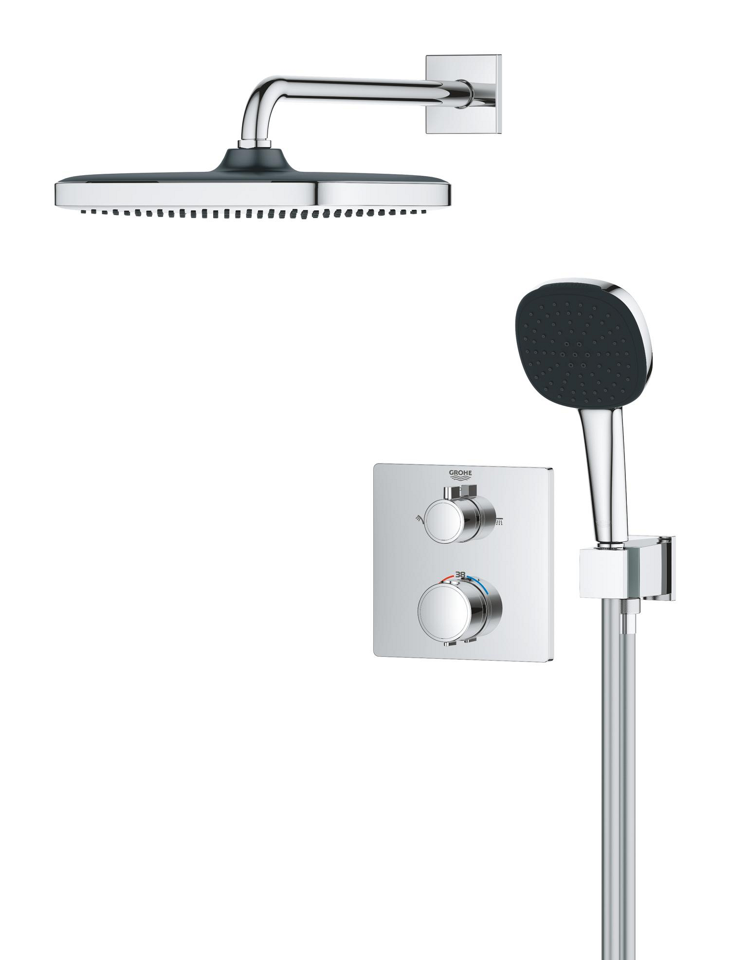 Sistem de dus Grohe 34882000, Grohtherm, tip incastrare incastrat, pentru dus, pentru un dus confortabil zilnic, crom [3]