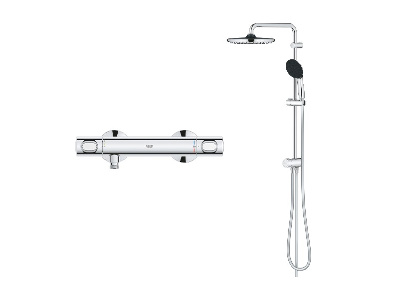 Grohe Sistem de dus grohe grohtherm flex, aparent, termostat, 250 mm, 1 functie, crom, 34793000-1st