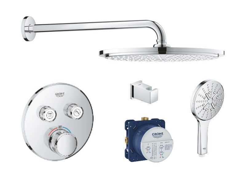 Grohe Sistem de dus grohe grohtherm smartcontrol 29119000, 1/2'', incastrat, termostat, rainshower, 1 pulverizare,, 310 mm, crom