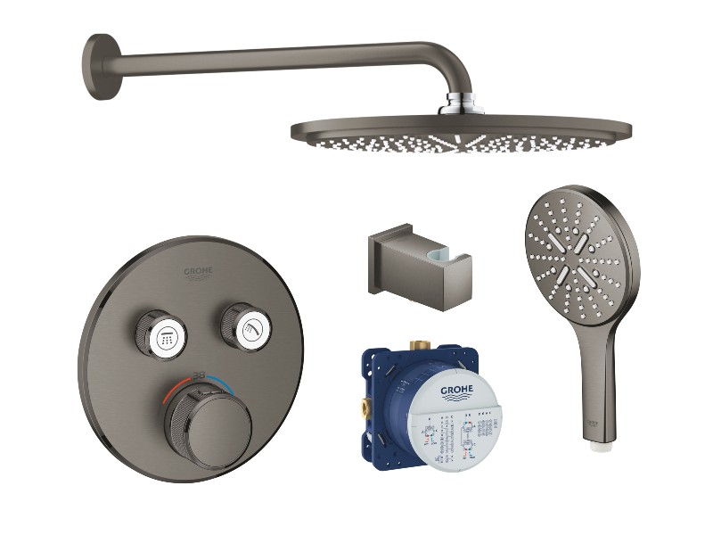 Grohe Sistem de dus grohe grohtherm smartcontrol 29119al0, 1/2'', incastrat, termostat, 310 mm, 1 pulverizari, smartactive, mat,
