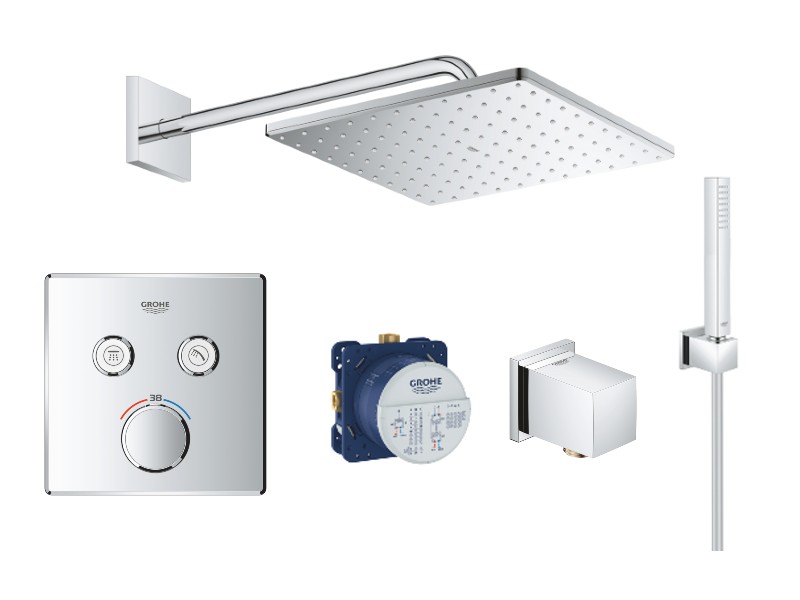 Grohe Sistem de dus grohe grohtherm smartcontrol 29124000, 1/2'', incastrat, termostat, 310 mm, 1 pulverizare, crom