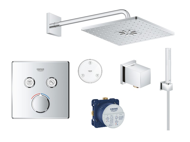 Grohe Sistem de dus grohe grohtherm smartcontrol 29148000, 1/2'', incastrat, 310 mm, 3 pulverizari, telecomanda wireless, crom