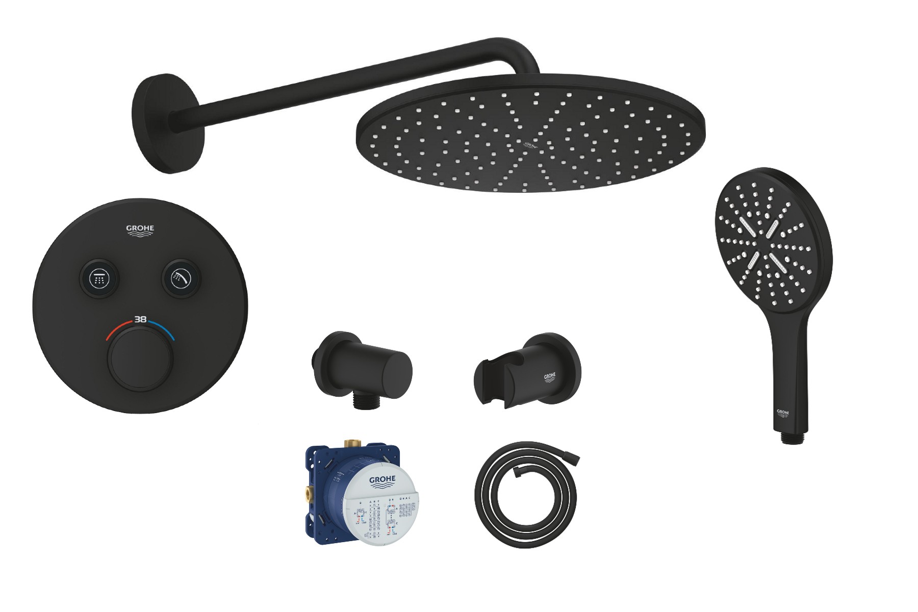Grohe Sistem de dus grohe grohtherm smartcontrol 310, 1/2'', incastrat, termostat, 310 mm, 1 pulverizare, mat, negru