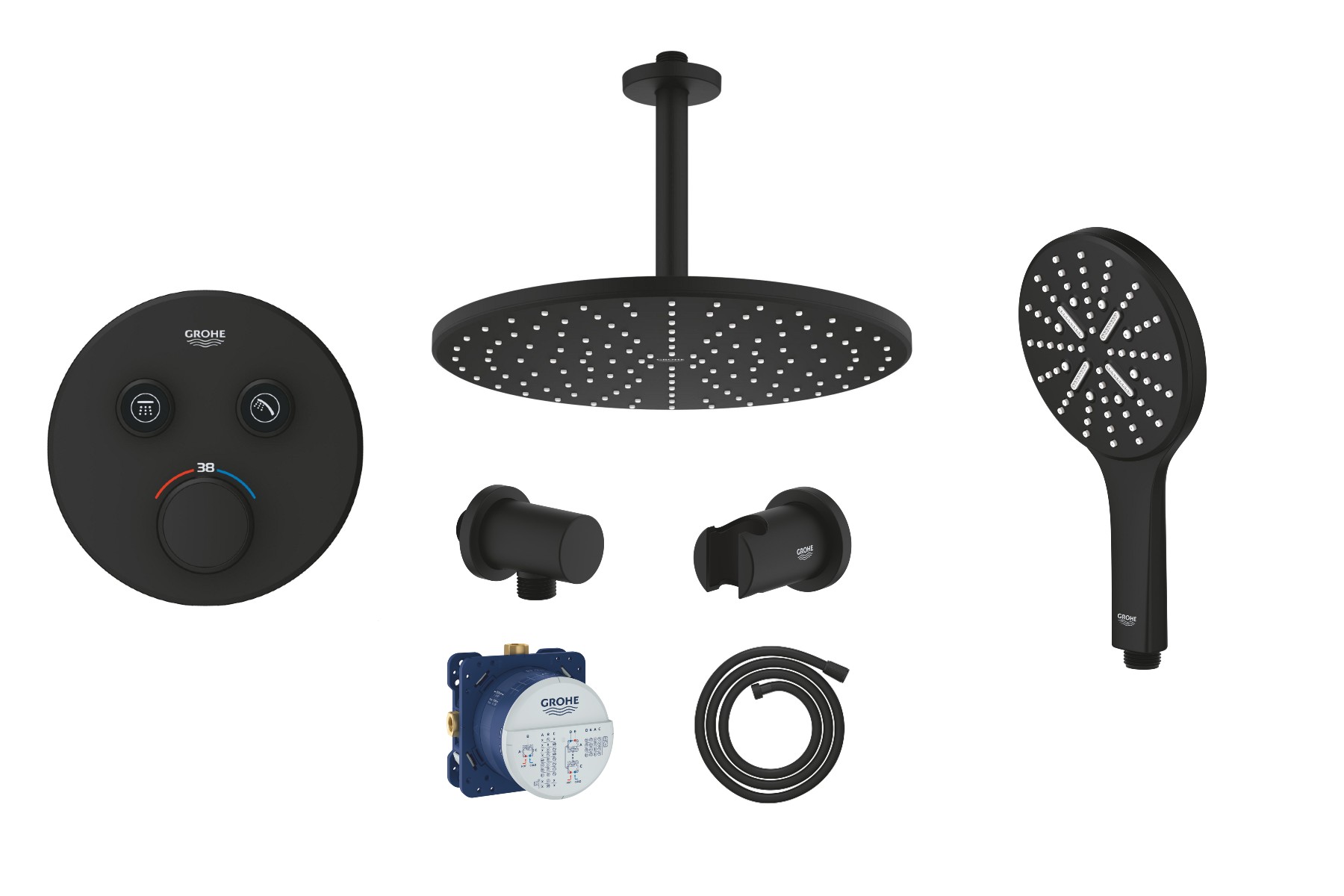 Grohe Sistem de dus grohe grohtherm smartcontrol 310, 1/2'', incastrat, termostat, dus pe tavan, 310 mm, 1 pulverizare, mat,