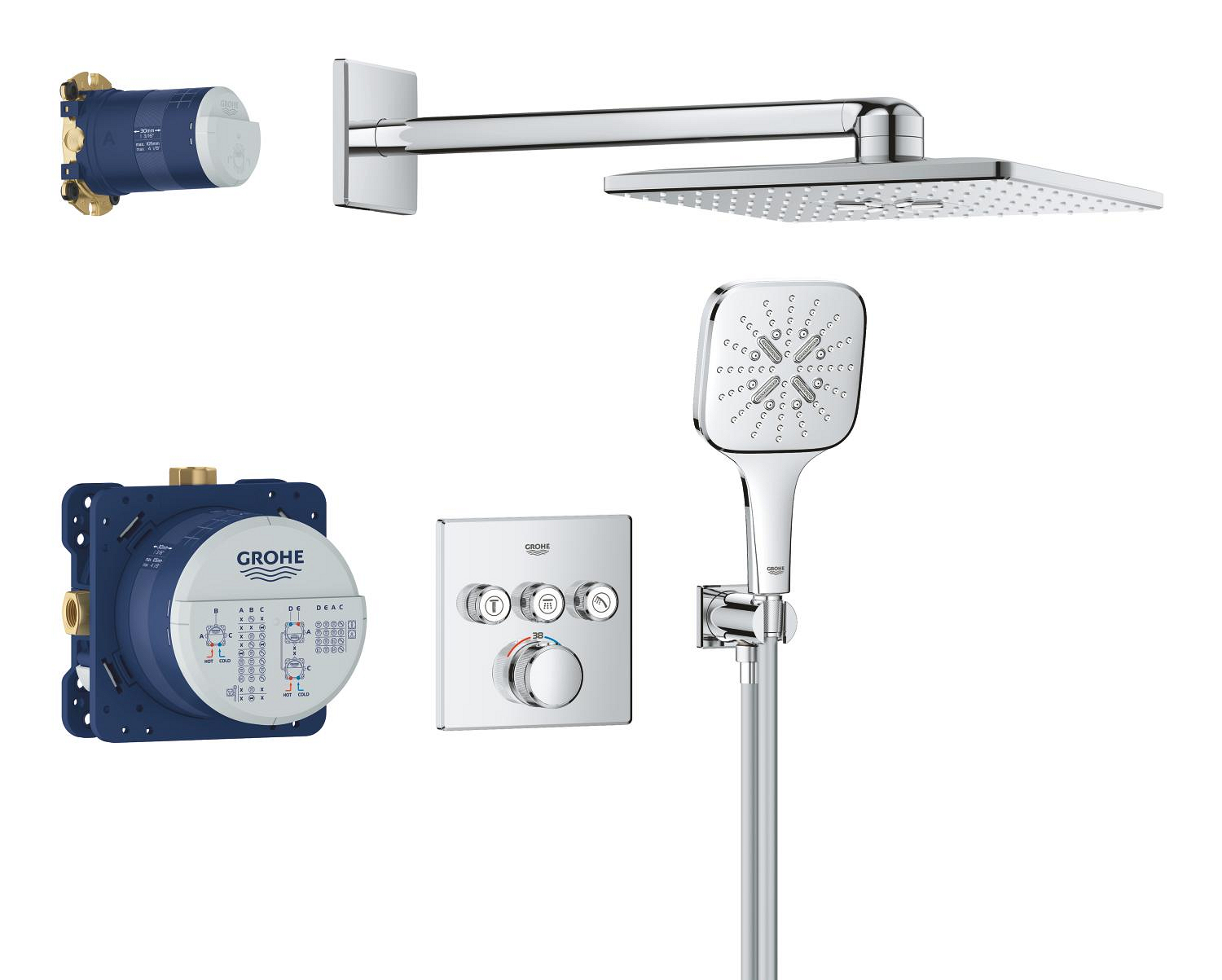 Grohe Sistem de dus grohe smartcontrol 34864000, 1/2'', incastrat, termostat, 310 mm, 2 functii, crom