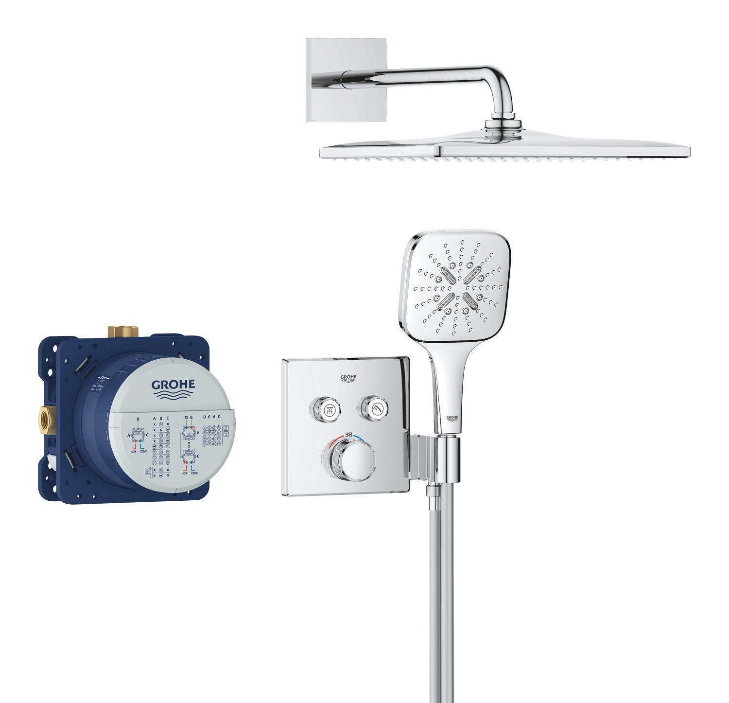 Sistem de dus Grohe 34865000, 310 mm, 1 bar, 130 mm, 1.5 m, 135 mm, 422 mm, 1 functii palarie dus, Crom