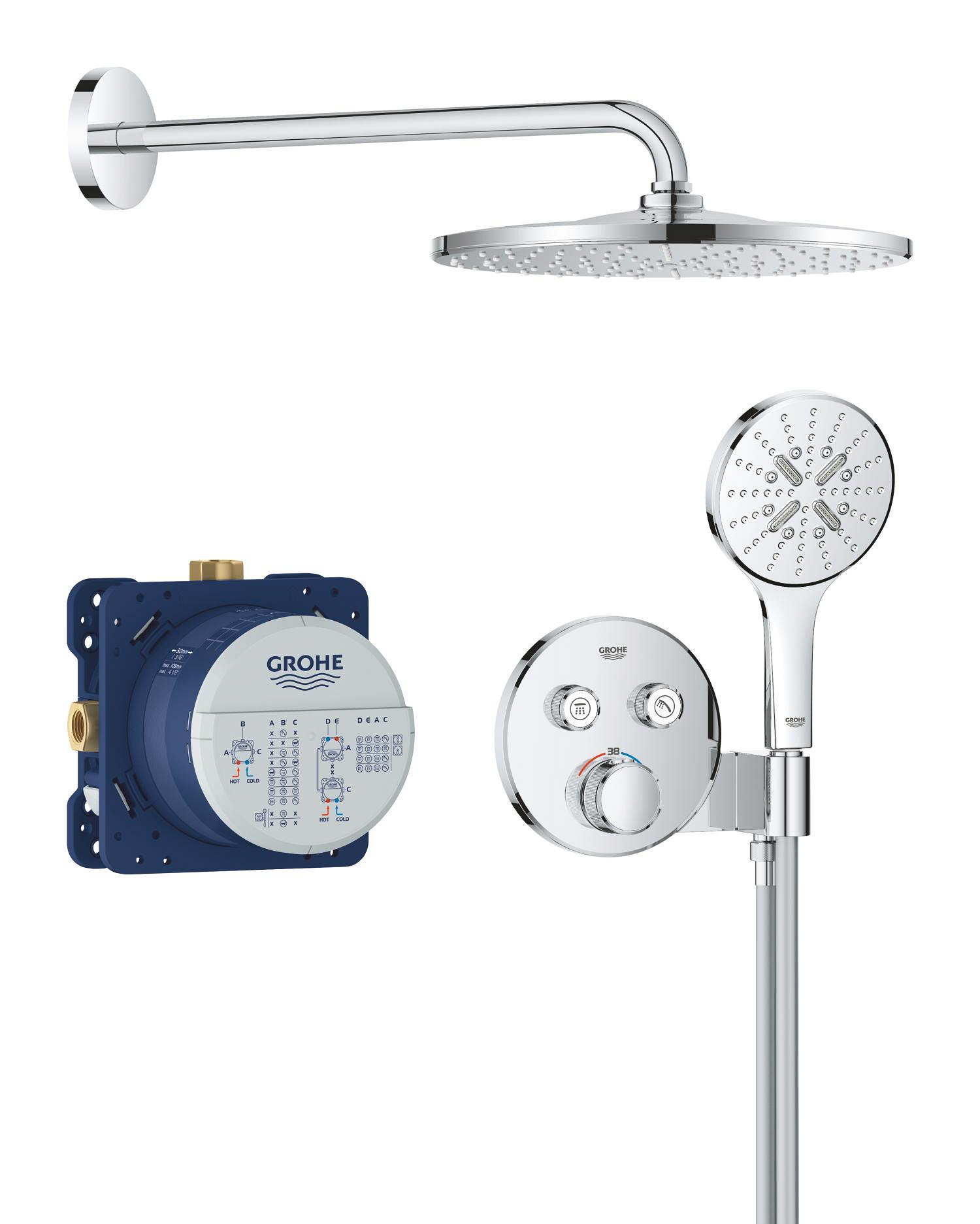 Grohe Sistem de dus grohe smartcontrol 34866000, 1/2'', incastrat, termostat, 310 mm, crom
