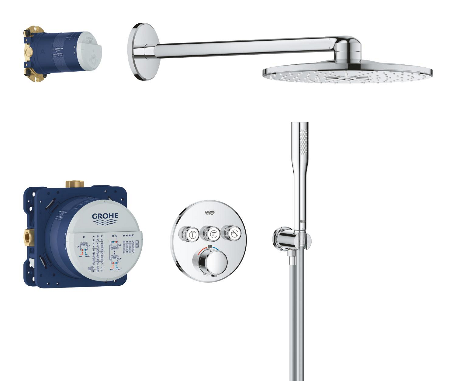 Grohe Sistem de dus grohe smartcontrol 34874000, 1/2'', incastrat, 310 mm, 2 functii, crom