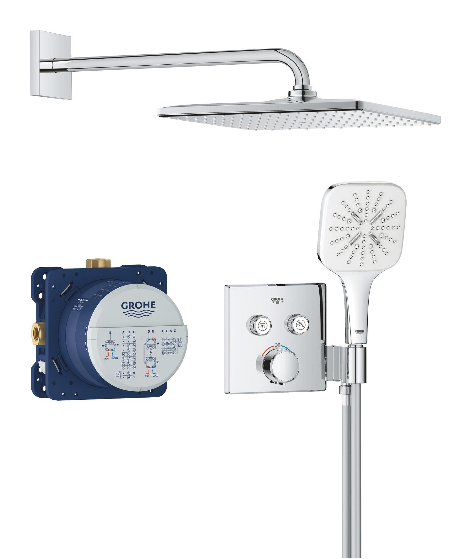 Grohe Sistem de dus grohe smartcontrol 34876000, 1/2'', incastrat, 310 mm, 1 functie, crom