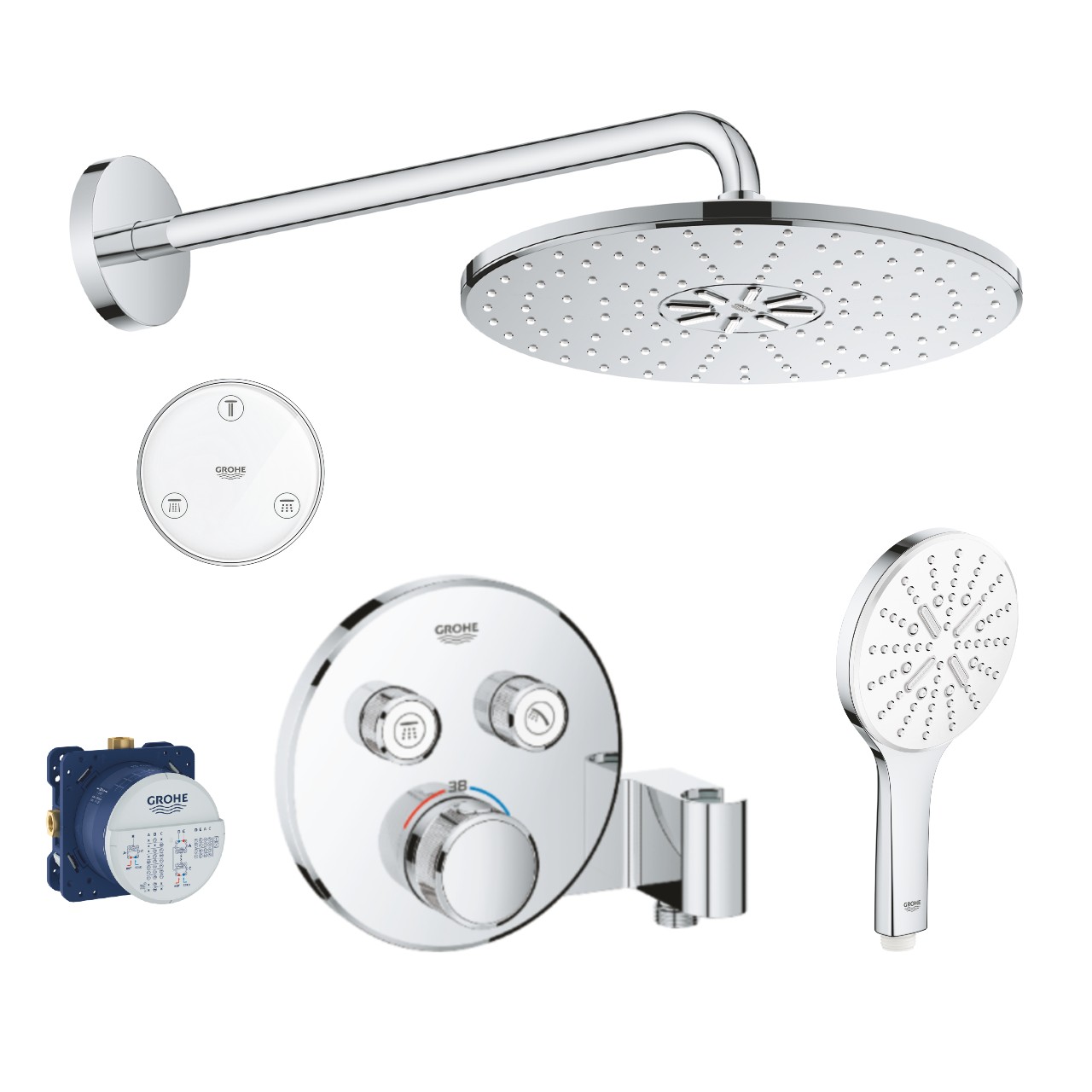 Grohe Sistem de dus grohe smartcontrol connect 29120000, 1/2'', incastrat, termostat, 310 mm, 3 pulverizari, telecomanda crom