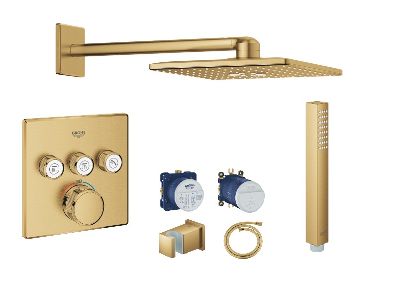 Grohe Sistem de dus grohe smartcontrol cube, incastrat, termostat, 310 mm, 3 functii, mat, auriu, 29126gn0-1st