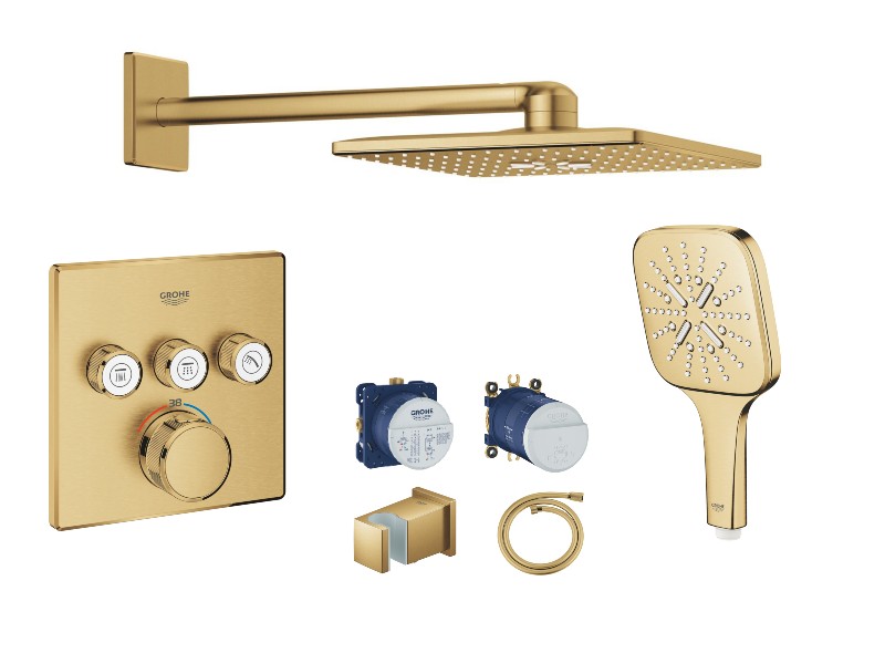 Grohe Sistem de dus grohe smartcontrol cube, incastrat, termostat, 310 mm, 3 functii, mat, auriu, 29126gn0-2st