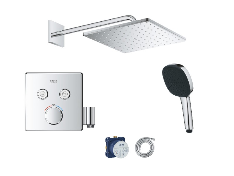 Grohe Sistem de dus grohe smartcontrol cube, incastrat, termostat, 310 mm, 1 functie, crom, 29125000-8st