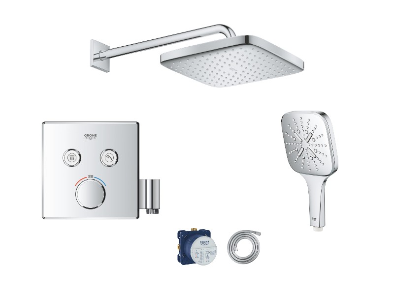 Grohe Sistem de dus grohe smartcontrol cube, incastrat, termostat, 250 mm, 1 functie, crom, 29125000-14st