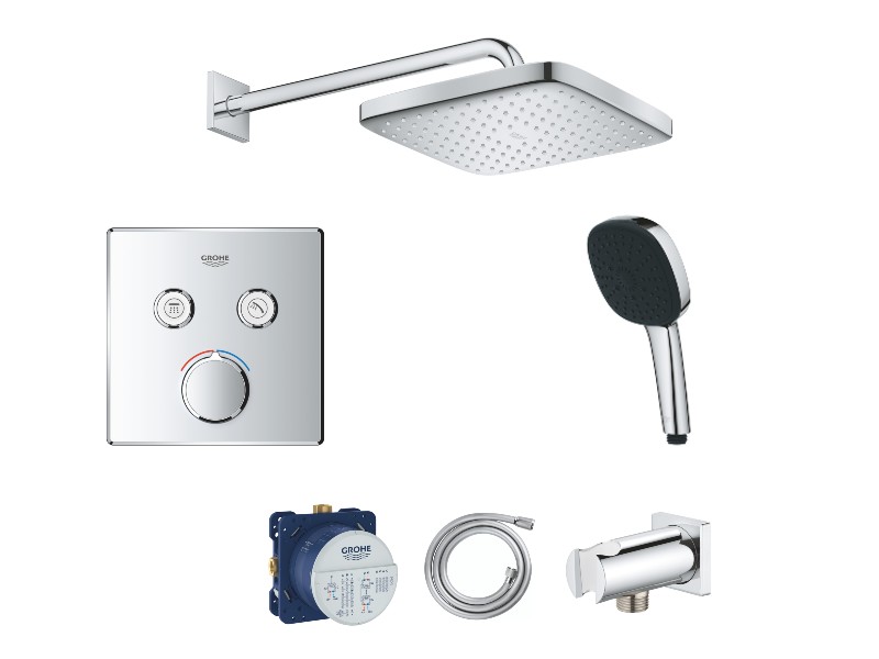 Grohe Sistem de dus grohe smartcontrol cube, incastrat, 250 mm, 1 functie, crom, 29148000-3st