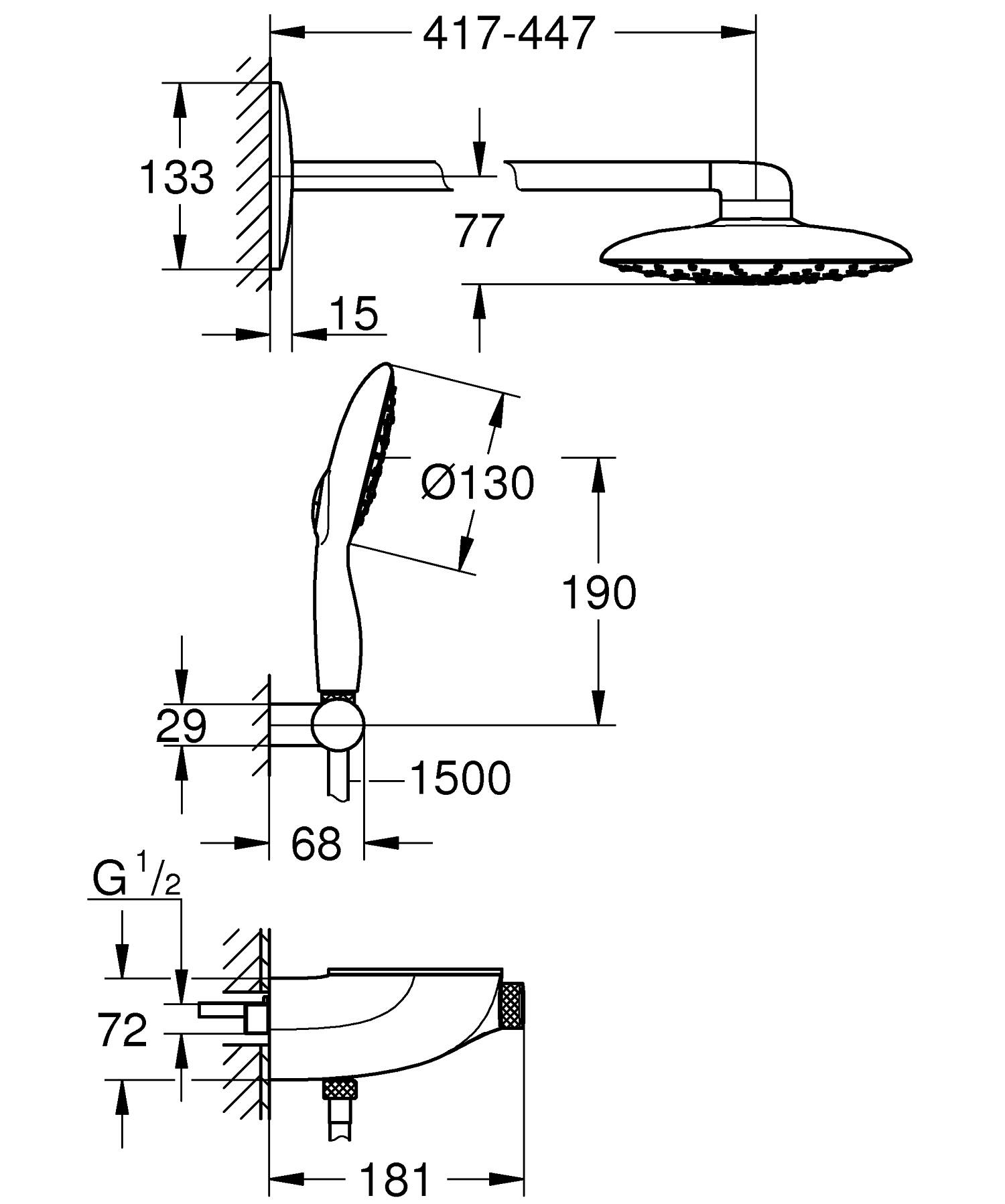 Sistem de dus Grohe 26446000, SmartControl, tip incastrare incastrat, pentru dus, pentru un dus confortabil zilnic, crom [11]