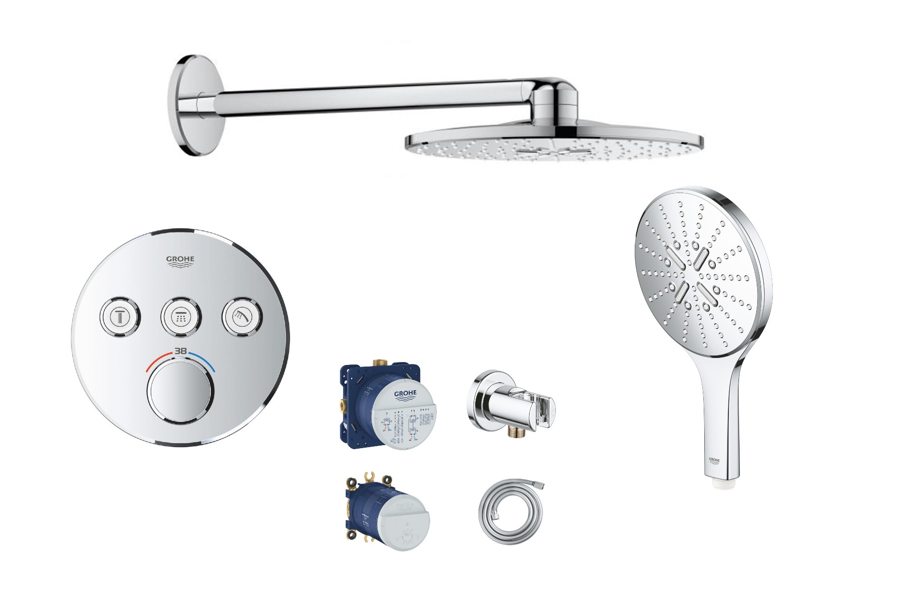Grohe Sistem de dus grohe smartcontrol, incastrat, termostat, 310 mm, crom, 26475000