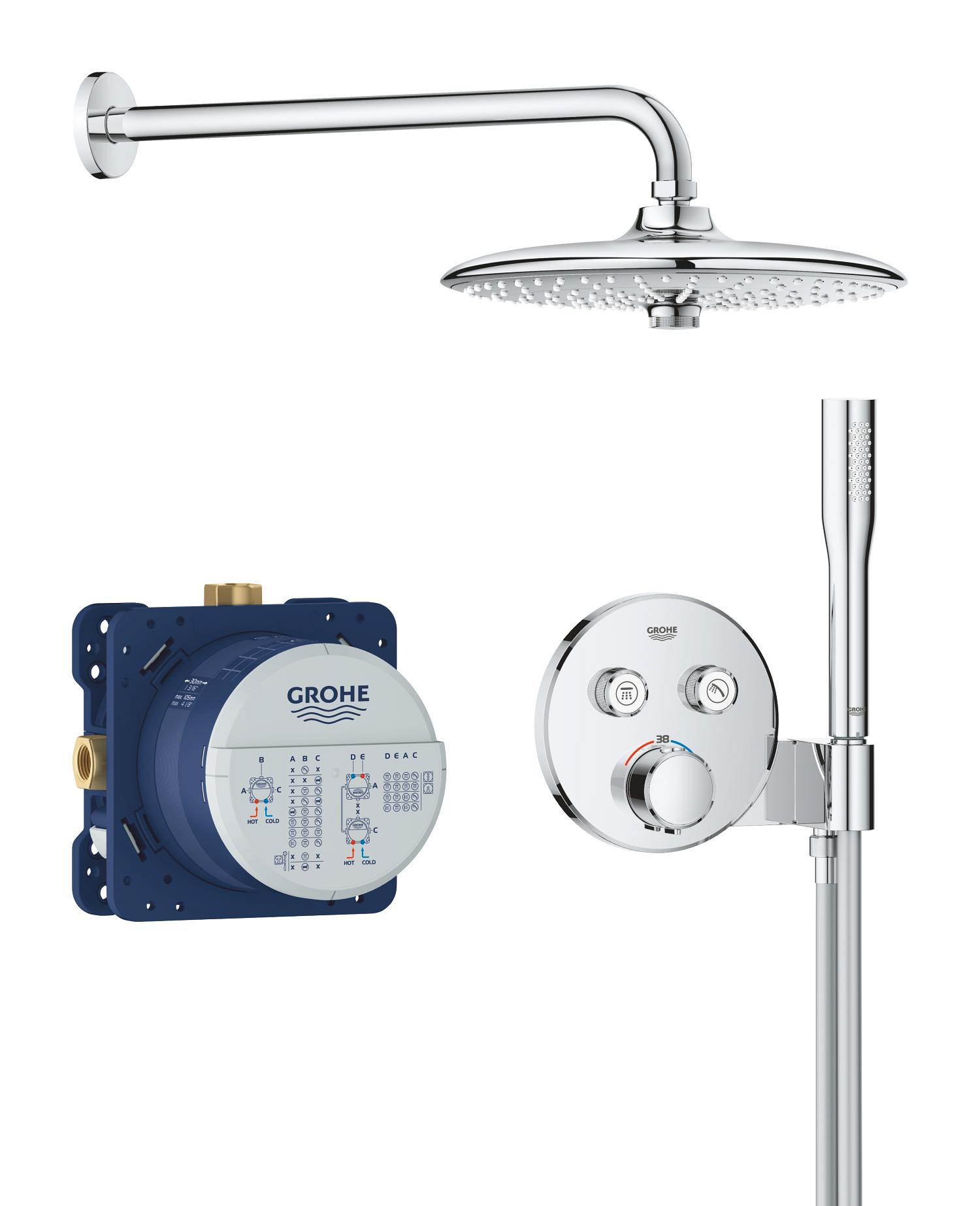 Grohe Sistem de dus grohe smartcontrol, incastrat, termostat, 260 mm, 3 functii, crom, 34878000