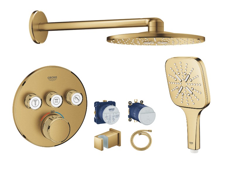 Grohe Sistem de dus grohe smartcontrol, incastrat, termostat, 310 mm, 3 functii, mat, auriu, 29121gn0-2st