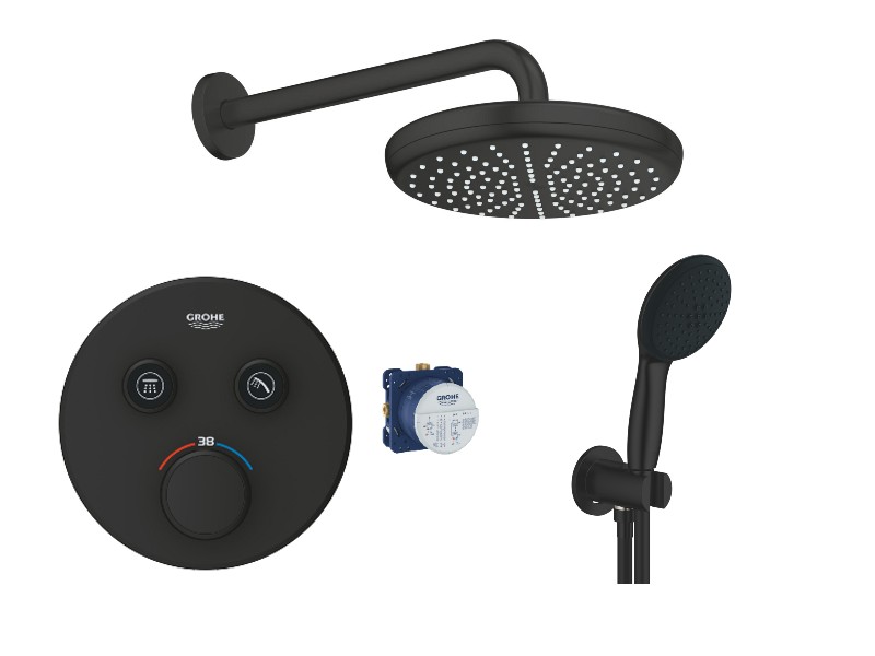 Grohe Sistem de dus grohe smartcontrol, incastrat, termostat, 210 mm, 1 functie, mat, negru, 29507kf0-2st
