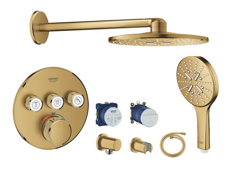 Grohe Sistem de dus grohe smartcontrol, incastrat, termostat, 310 mm, 3 functii, mat, auriu, 29121gn0-5st