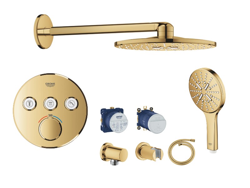 Grohe Sistem de dus grohe smartcontrol, incastrat, termostat, 310 mm, 3 functii, lucios, auriu, 29121gl0-1st