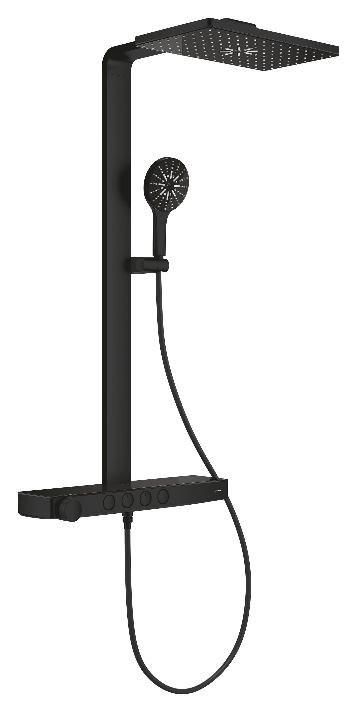 Grohe SPA Sistem de dus grohe spa aqua pure, aparent, termostat, 400 mm, 3 functii, mat, negru, 100961kf00
