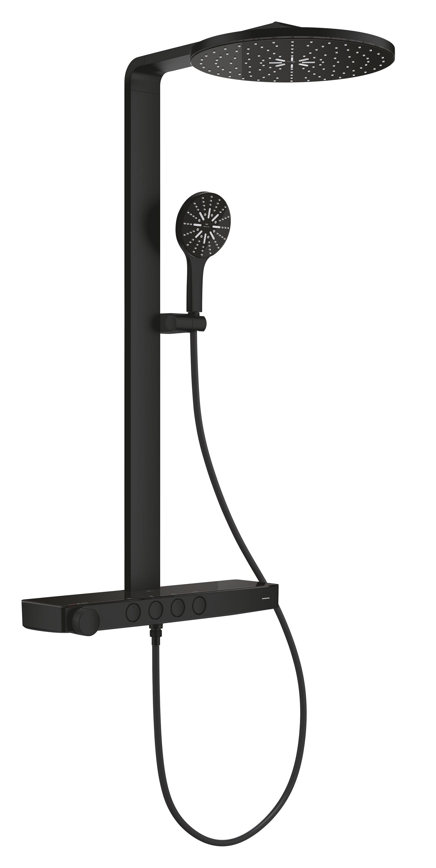 Grohe SPA Sistem de dus grohe spa aqua pure, aparent, termostat, 360 mm, 3 functii, mat, negru, 101680kf00