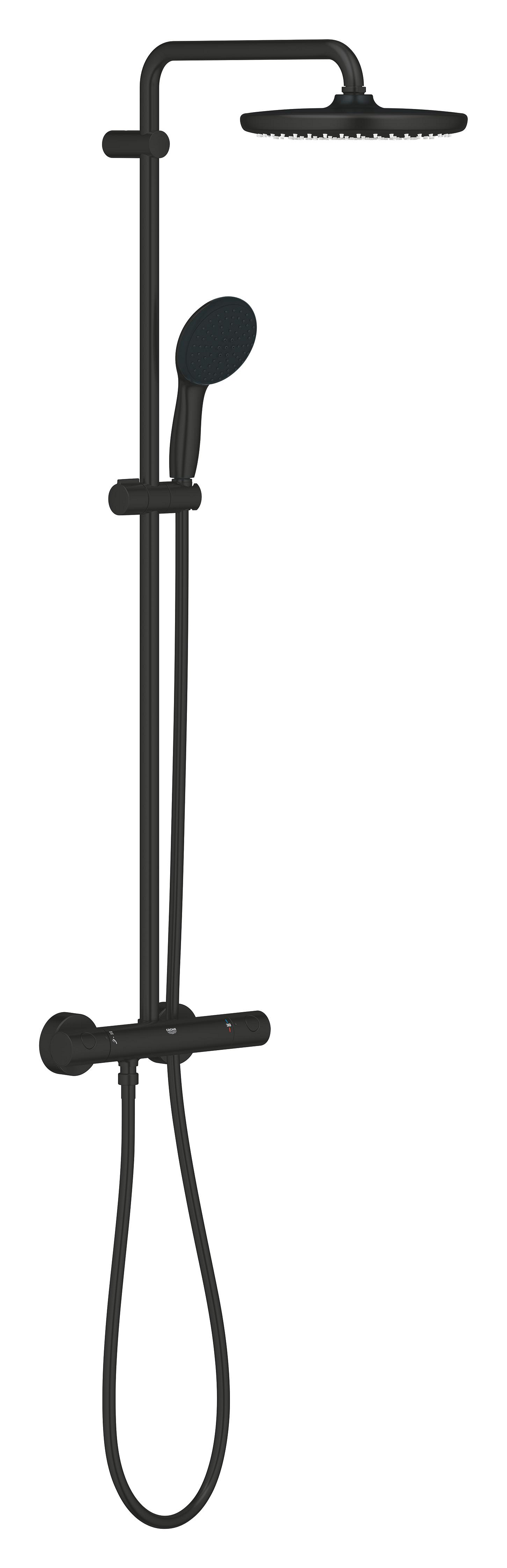 Sistem de dus Grohe 266702431, 250 mm, 1 bar, 110 mm, 1.75 m, 1132 mm, 412 mm, 1 functii palarie dus, Negru