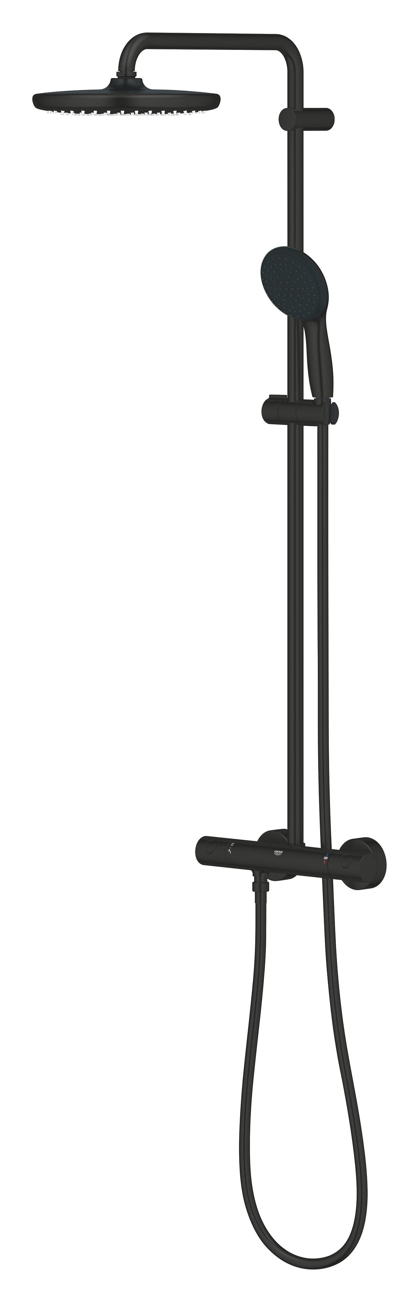 Sistem de dus Grohe 266702431, 250 mm, 1 bar, 110 mm, 1.75 m, 1132 mm, 412 mm, 1 functii palarie dus, Negru
