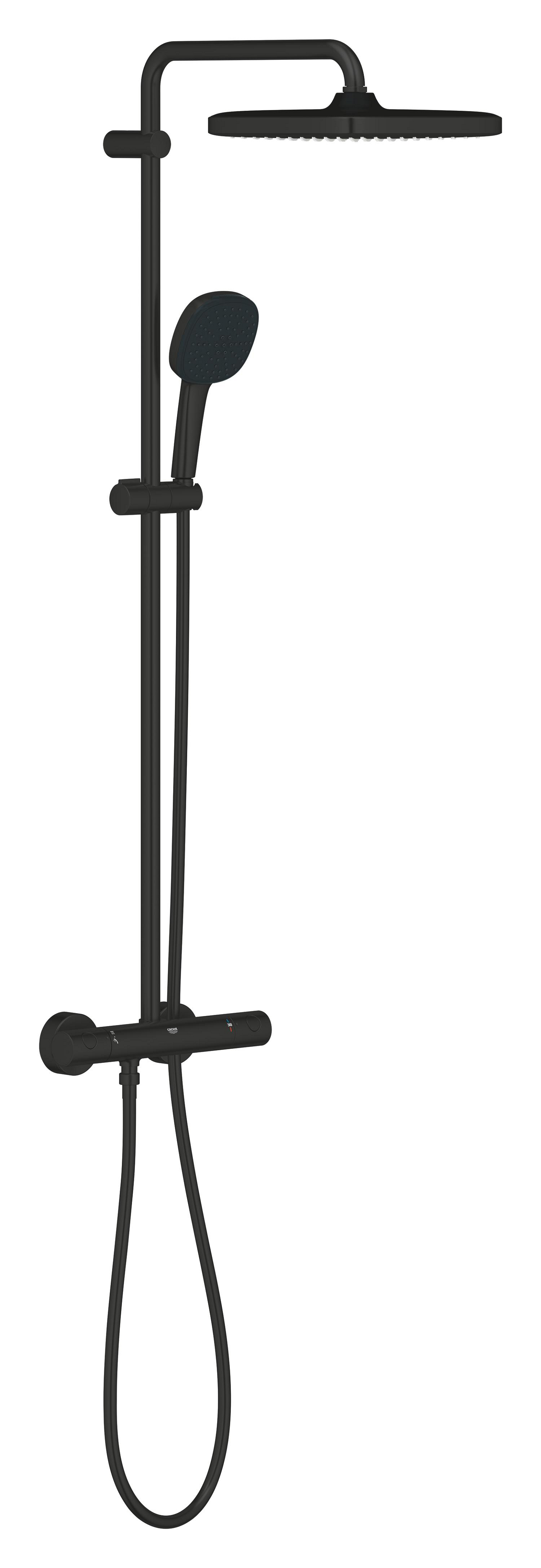 Sistem de dus Grohe 266892431, 250 mm, 1 bar, 110 mm, 1.75 m, 1132 mm, 412 mm, 1 functii palarie dus, Negru