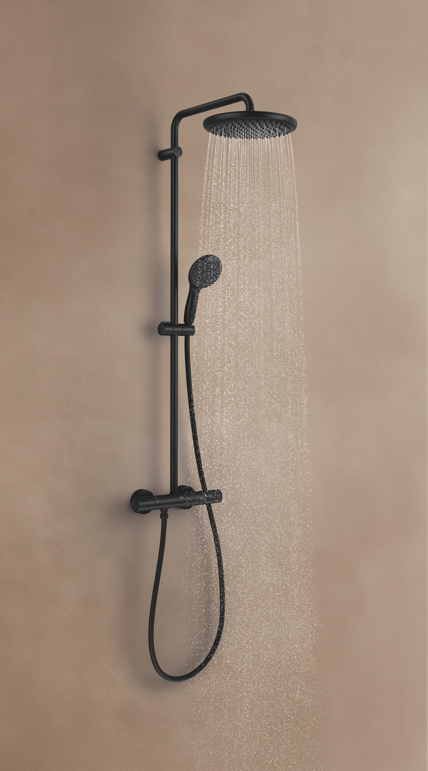 Grohe Sistem de dus grohe vitalio 250, aparent, 250 mm, termostat, 1 functie, mat, negru, 266772431