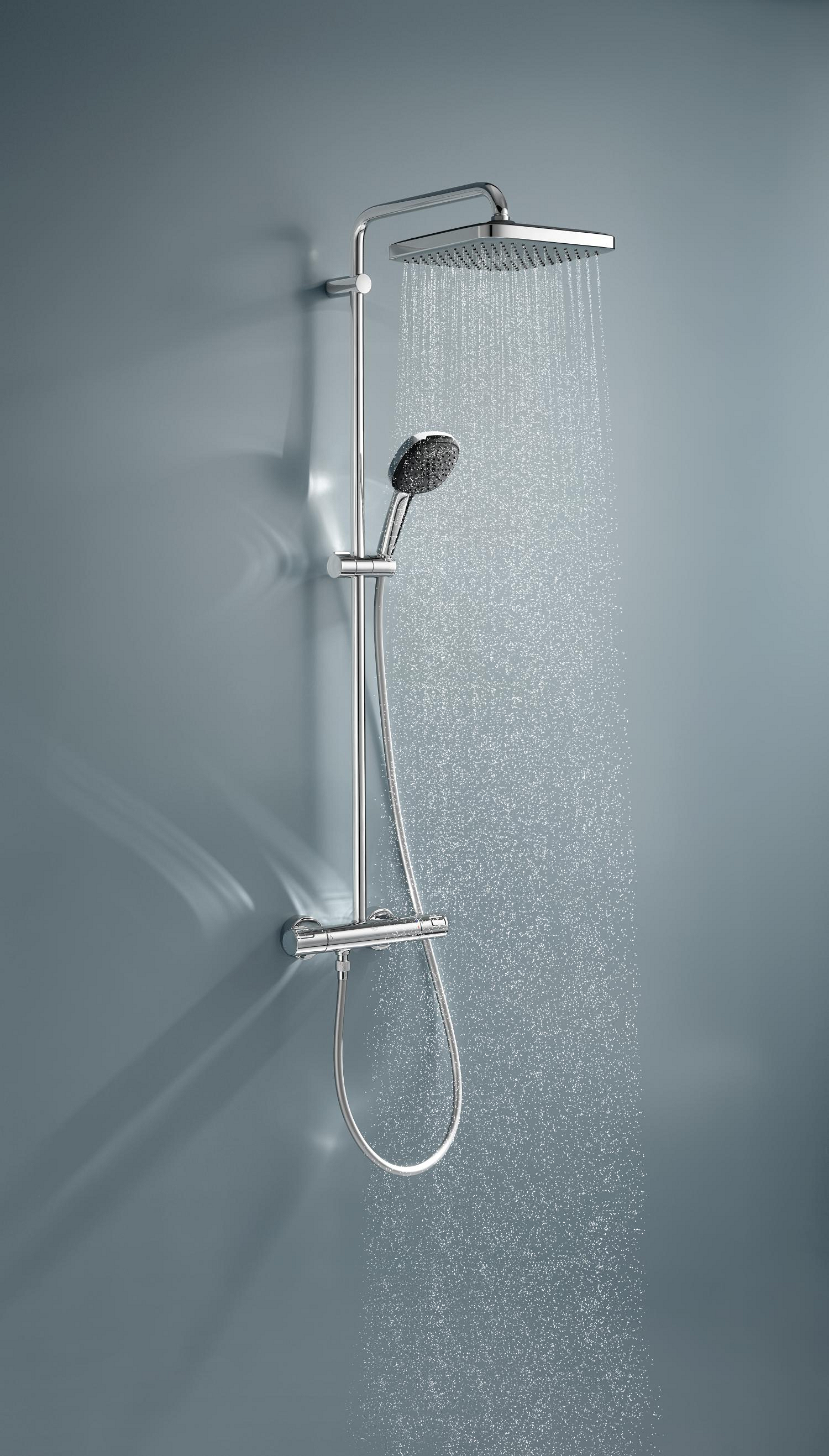Grohe Sistem de dus grohe vitalio cube 250, aparent, termostat, 250 mm, 1 functie, crom, 26696001
