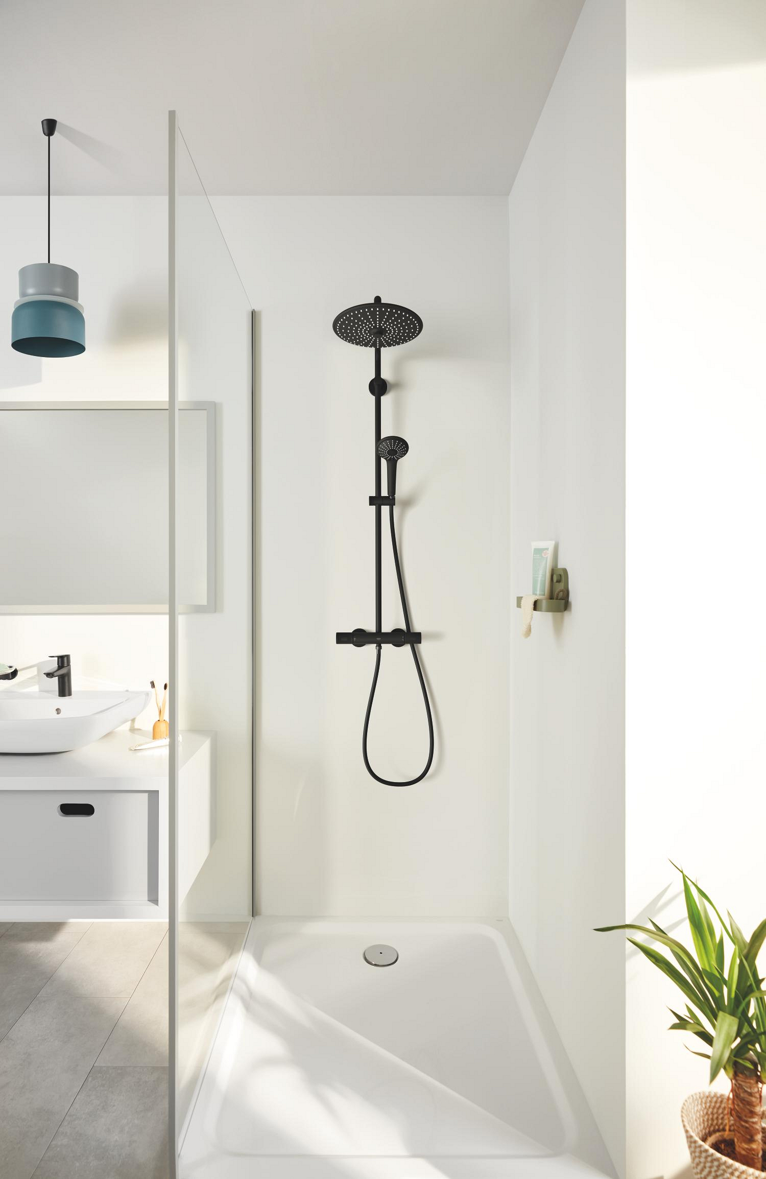 Grohe Sistem de dus grohe vitalio joy 260, aparent, termostat, 260 mm, 3 functii, mat, negru, 26403kf2