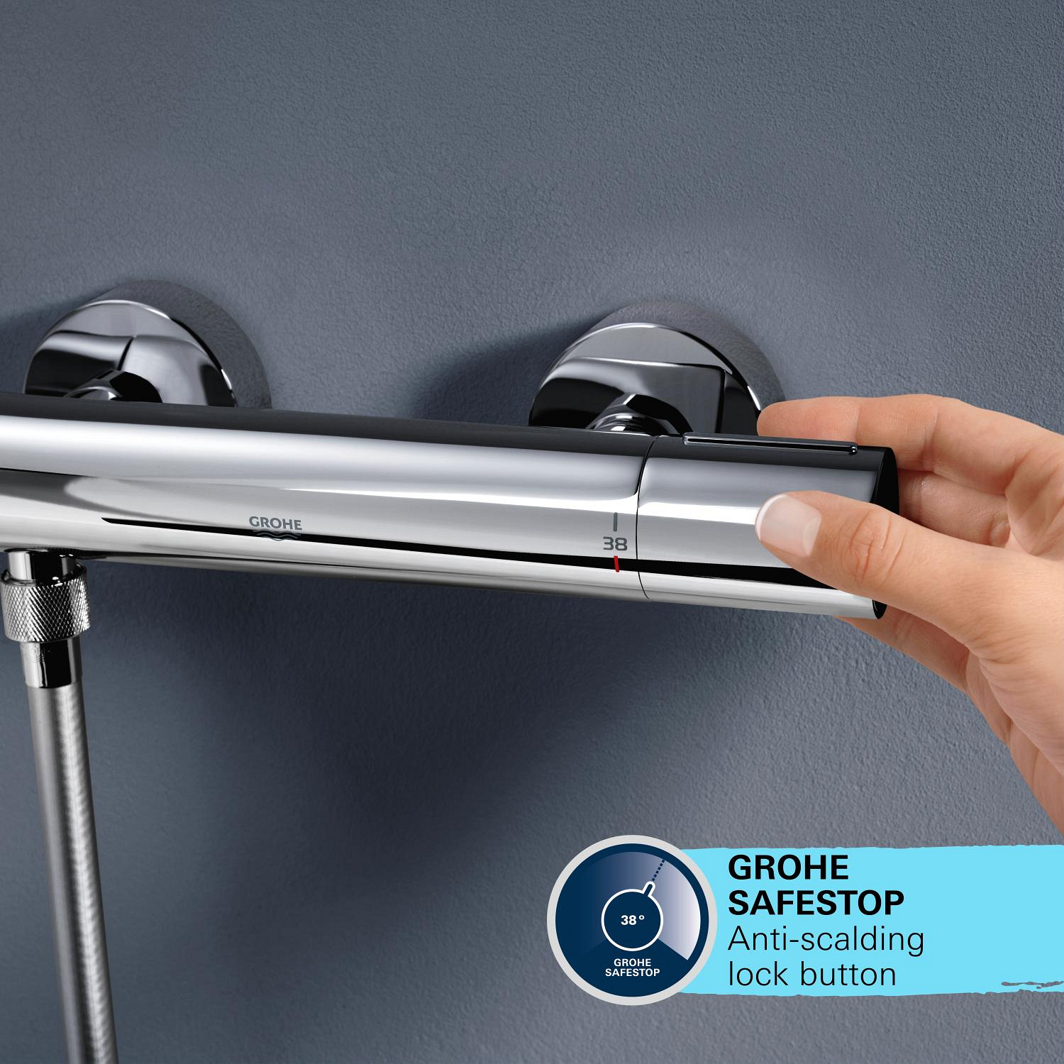 Sistem de dus Grohe 26988001, Vitalio Start 250, tip incastrare aparent, pentru cada, termostat, crom [16]