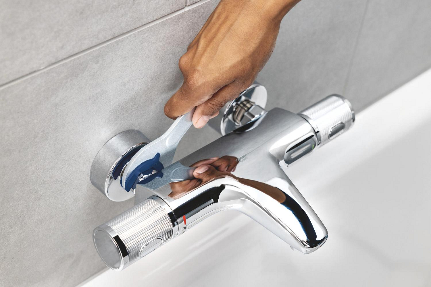 Sistem de dus Grohe 26988001, Vitalio Start 250, tip incastrare aparent, pentru cada, termostat, crom [8]