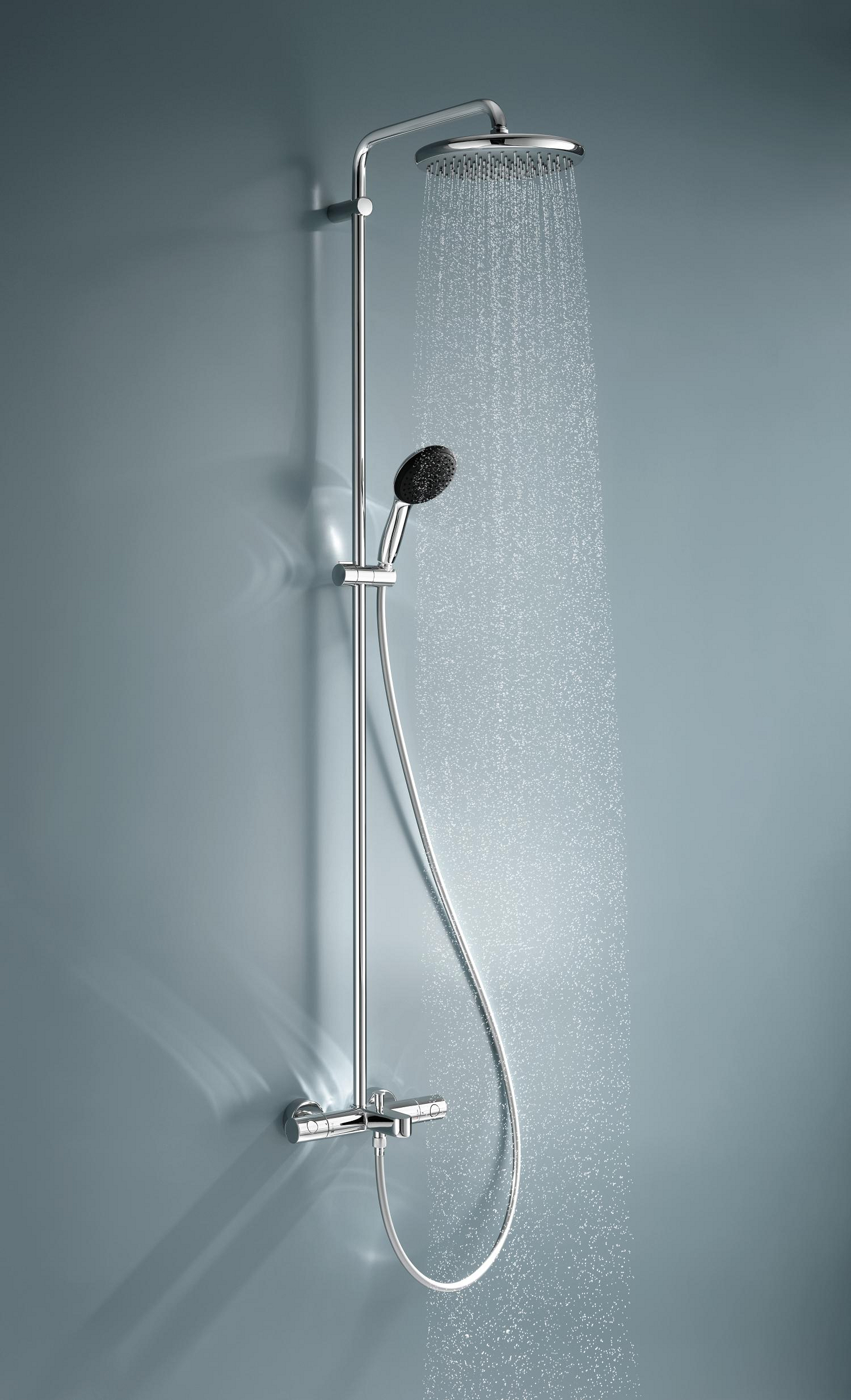 Sistem de dus Grohe 26988001, Vitalio Start 250, tip incastrare aparent, pentru cada, termostat, crom [6]
