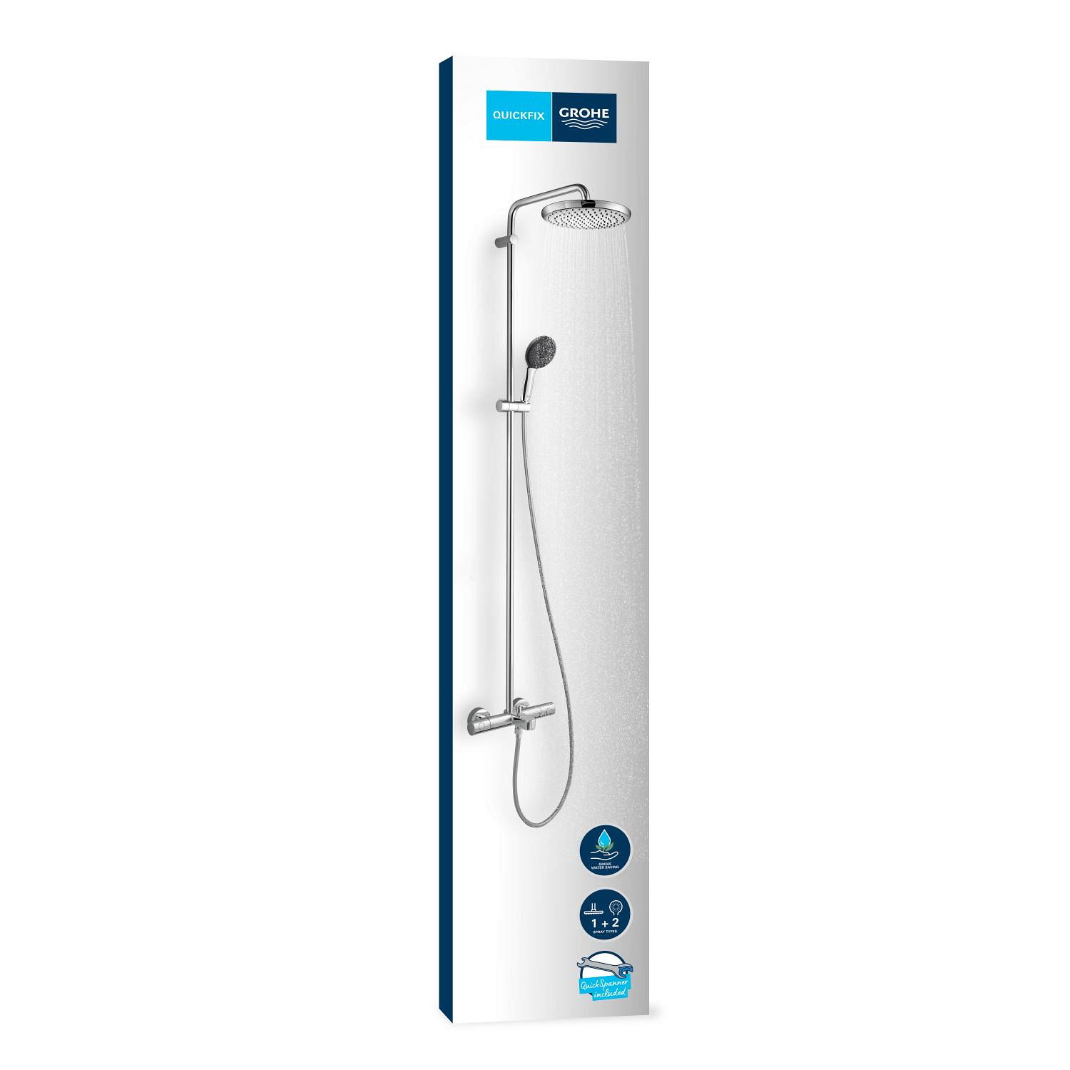 Sistem de dus Grohe 26988001, Vitalio Start 250, tip incastrare aparent, pentru cada, termostat, crom [12]