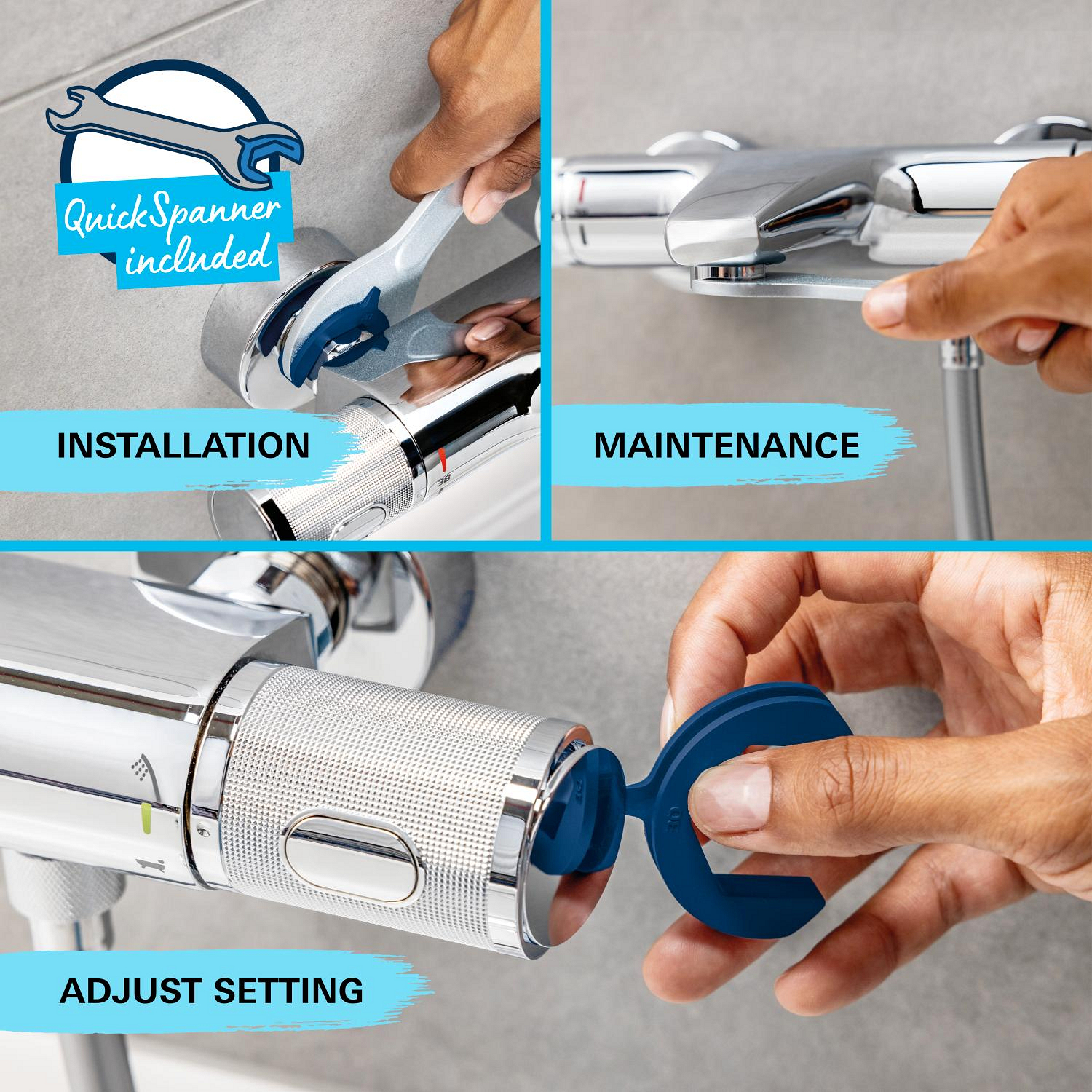 Sistem de dus Grohe 26988001, Vitalio Start 250, tip incastrare aparent, pentru cada, termostat, crom [14]