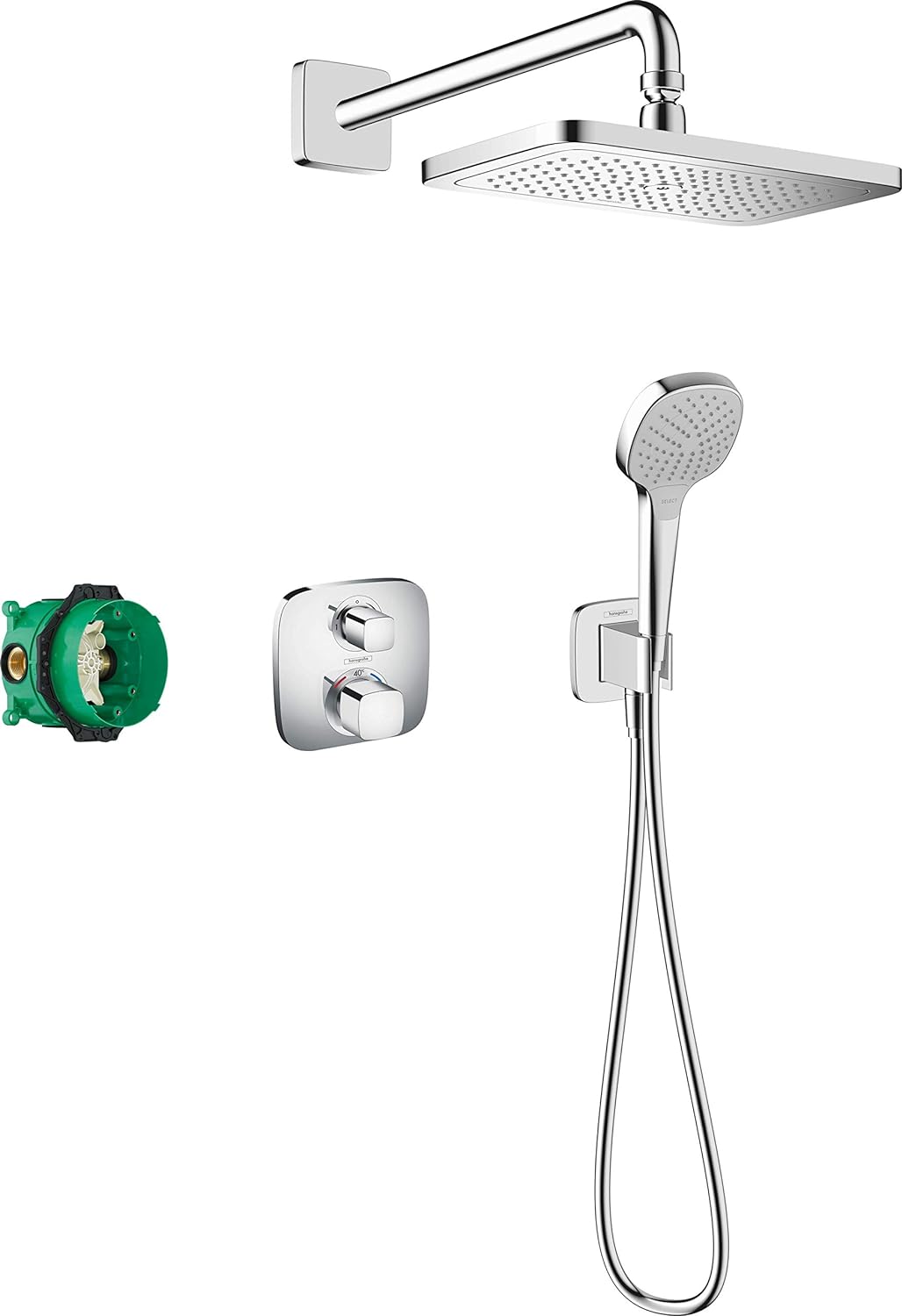 Hansgrohe Sistem de dus hansgrohe croma, incastrat, 280 mm, termostat, 2 functii, crom, 27953000