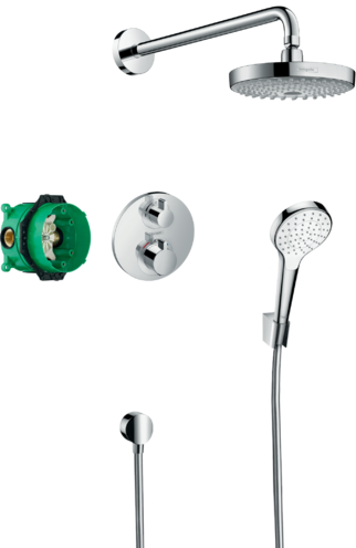 Hansgrohe Sistem de dus hansgrohe croma select s 27295000, incastrat, termostat, 187 mm, 2 functii, anti-oparire, anti-calcar,
