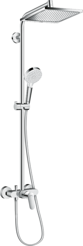 Hansgrohe Sistem de dus hansgrohe crometta e 240 27284000, 1/2'', aparent, 240 x 240 mm, 1 functie, anti-calcar, ajustabil, crom