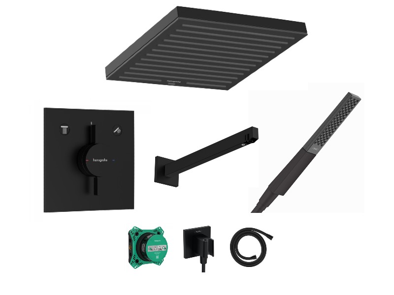 Hansgrohe Sistem de dus hansgrohe duoturn e, incastrat, 260 mm, 1 functie, mat, negru, 75417670-1st